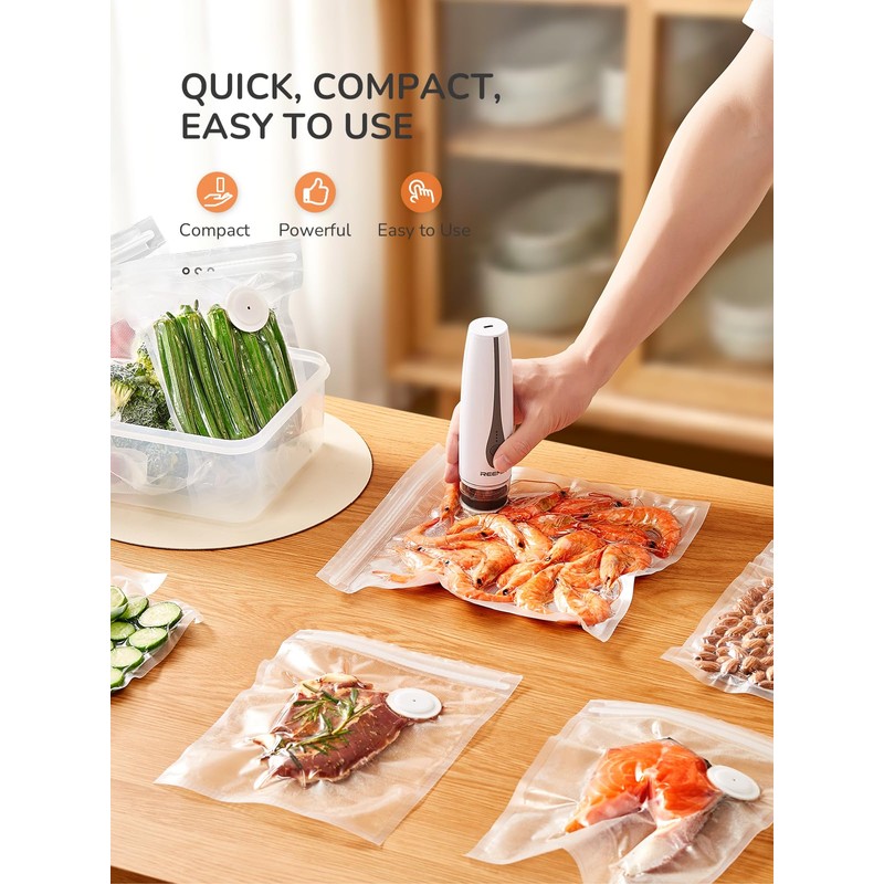 Reemix Compact Vacuum Sealer, Handheld Rechargeable Bag Sealer Machine