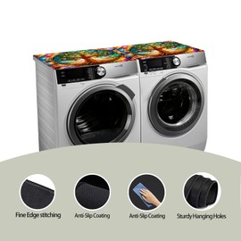 Planisto 2 Pcs Washer And Dryer Covers For The Top 25.6* 23.6 Inchesdryer Top Protector Mat Anti-Slip Washing Machine Cover Fits Most Washers And Dryers (Life Tree)