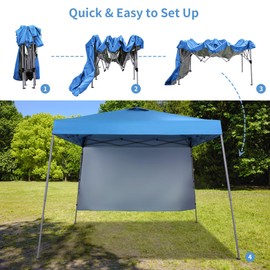 GDY 8X10 FT Pop Up Canopy Outdoor Instant Tent Slant Legs with a Sidewall,Equipment Vents, Portable Gazebo Shelter for Patio, Deck, Beach and Garden,Sky Blue.
