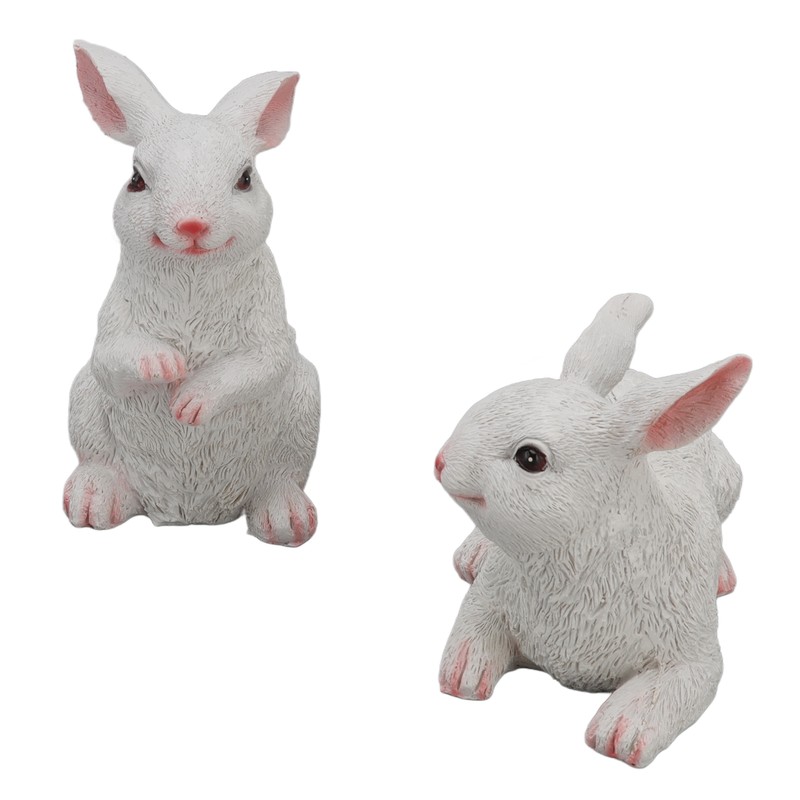 1 Pair Bunny Rabbit Ornaments Decorations Resin Art Craft Animal