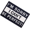 I'm sorry I can't be perfect. Embroidered Patch with Hook