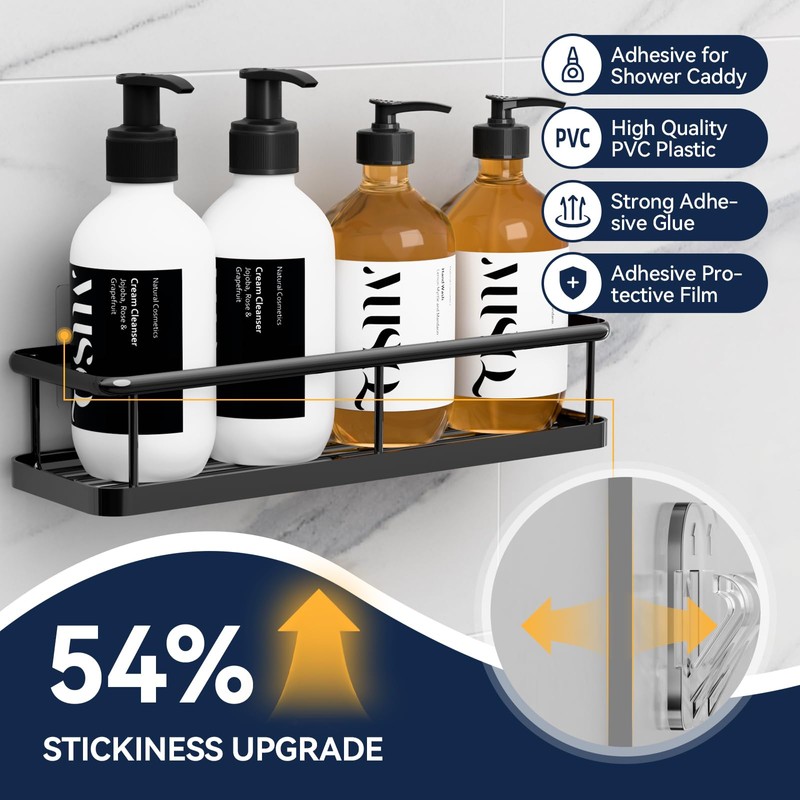 YASONIC 2-Pack Shower Caddy Adhesive Replacement - Transparent Waterproof Strips