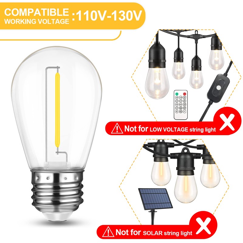 Mlambert 24 Pack LED String Light Bulbs,Shatterproof Outdoor String S14