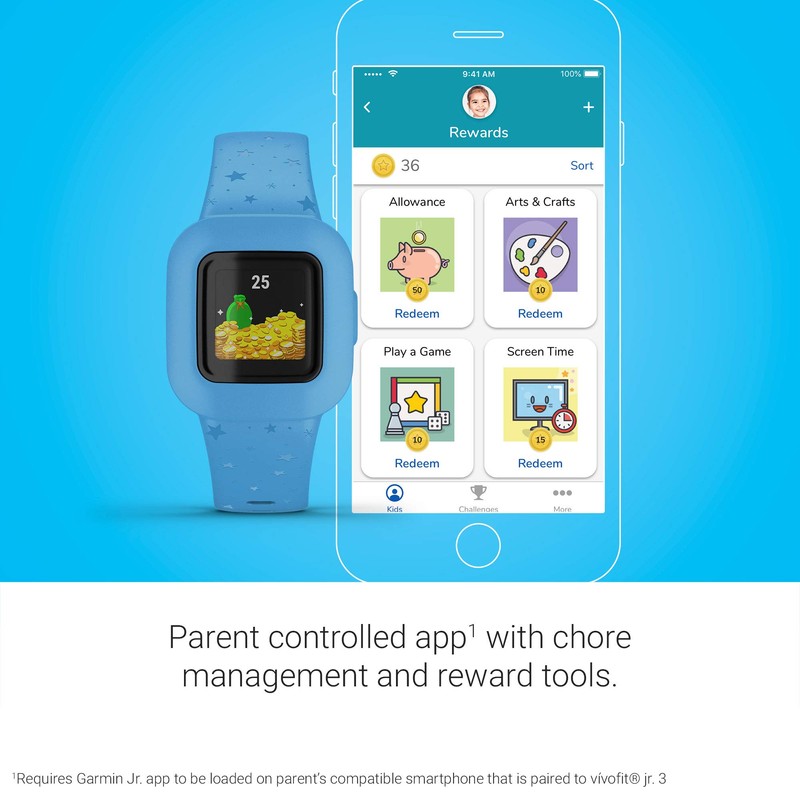 Garmin vivofit jr. 3 Fitness Tracker for Kids, Blue Stars