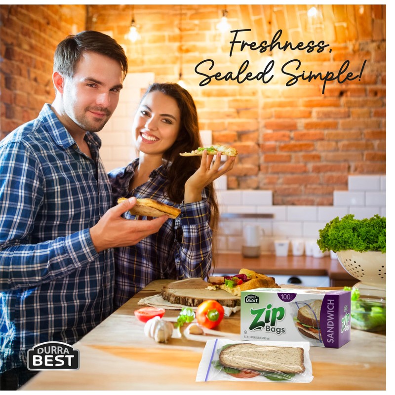 Sandwich Zip Bags - 400 Count -Freezer Safe, Leak-Proof, Strong
