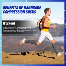 NANNBAKE 3 Pairs Compression Socks for Women & Men 15-20 mmHg,Best Support for Cycling Athletic Hiking Running