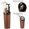 ELPMD Brown Leather Umbrella Holder Indoor Umbrella Stand Rack for