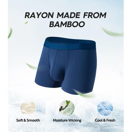 DAVID ARCHY Mens Trunks Underwear 4 Pack Rayon Made from Bamboo, Breathable Pouch Underwear for Men 3.5"