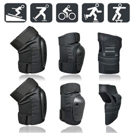 Skateboard Protectors Set of 6 Wrist Elbow Knee Guard Skateboard Pads for Kids and Adults Protection with Storage Bag (M Size 150CM-175CM (LADYS ~ MENS))