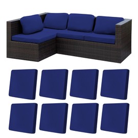 8Pcs Stretch Patio Cushion Covers,Outdoor Couch Covers Replacement,Outdoor Couch & Sofa Slipcovers,for Patio Furniture Cushion Covers,Washable Reusable Furniture Protector (Lake Blue, Cover Only)