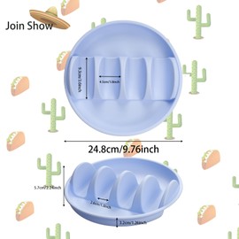 Silicone Taco Holder Plates Set of 2. Reusable 9.76" Taco Stand Plates with 4-Shell Slots,Dishwasher & Microwave Safe.Taco Holder Stand for Family Dinner & Tortillas Party Serving (blue+green)