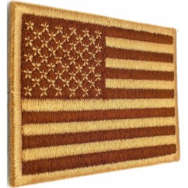 US ARMY AMERICAN FLAG PATCH DESERT TAN Embroidered FASTEN