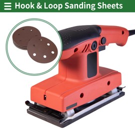 X AUTOHAUX Sandpaper Hook & Loop Sanding Sheets 125x125mm Red 1200 Grit Round Efficient Grinding and Polishing Automobile Manufacturing and Repair Woodworking