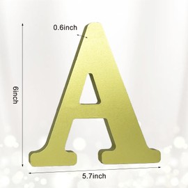 AOCEAN 6 Inch Golden Wood Letters Unfinished Wooden Letters for Wall Decor Decorative Standing Letters Slices Sign Board for Crafts Christmas Decoration Home Party Projects (A)