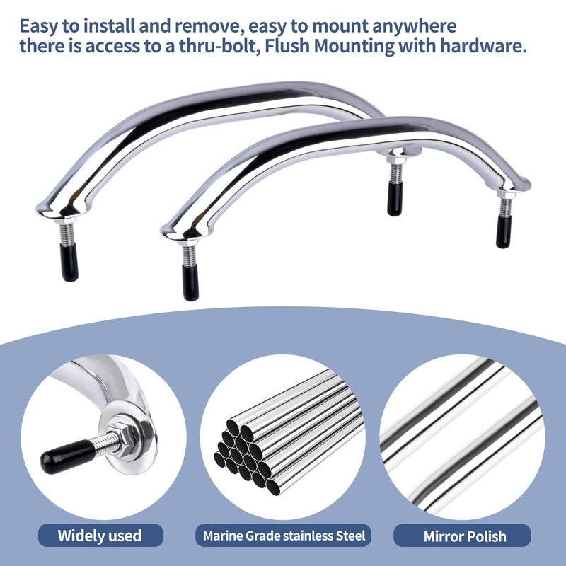 8" Boat Grab Bar 316 Stainless Steel Polished Grab Handle