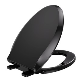 YASFEL Standard Universal elongated Toilet Seat,Soft Close,Ergonomic Toilet Bowl Seat,Fits for Standard elongated with Thickened Plastic Lid (18.5'', Black)