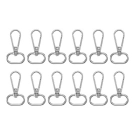 uxcell 12 Pcs Swivel Clasp Hooks, 0.79 Inch D Ring Swivel Purse Clips for Handbags, Purse Strap Hardware for Bag Making, Push Gate Lobster Clasp, Silver