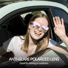 SIPHEW Polarized Fit Over Glasses Sunglasses for Women, Square Trendy Sun Glasses with UV400 Protection for Driving