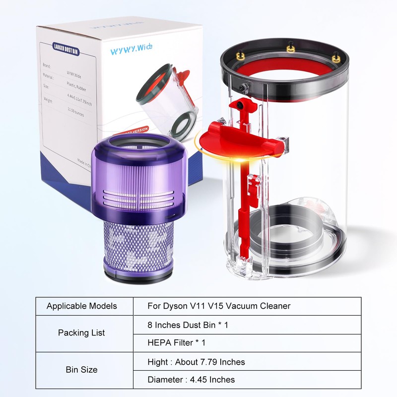 Upgraded Canister Compatible with Dyson V11 V15 SV14 SV15 SV22