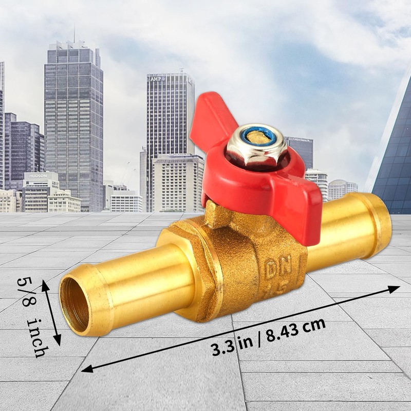 Metalwork Brass 5/8" Barb Valve W/Red Butterfly handle, High Temperature