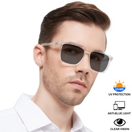 Mens Large Readers 3.00 Sunglasses by OCCI CHIARI Sqaure Reading Sunglasses 1.0 1.25 1.5 1.75 2.0 2.25 2.5 2.75 3.0 3.5 4.0 (Transparent 300) UV Protection