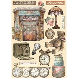 Stamperia - Coloured Wooden Shapes for Scrapbooking, Albums, Card Making, Bullet Journals and More, Laser Cut, Printed for Enhanced Detail, Perfect for Crafts and Gifting (Brocante Antiques) (A5)