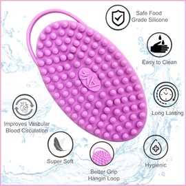 Avilana Exfoliating Silicone Body Scrubber Easy to Clean, Lathers Well, Long Lasting, and More Hygienic Than Traditional Loofah (Body & FACE Combo, Dark Gray)