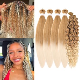 Honey Blonde to Blonde Braiding Hair Pre Stretched for Boho Braids Synthetic Pre-stretched Knotless Boho Braiding Hair Short Hypoallergenic ez Braids