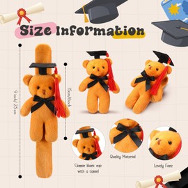 Vinsot 24 Pcs Stuffed Animal Slap Bracelets Graduation Plush Bear Gift Slap Bracelets 9 Inch Adorable Bear Slap Wrist Bulk Class of 2025 Graduation Present for Birthday Gifts Party