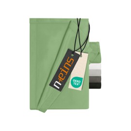 npluseins Flat Sheet without Elastic - Ultra Soft and Super Soft - Bed Sheet for Bed Motorhome Camping Blanket Travel Blanket Ultralight - Sheet 1628.2375, 240 x 275 cm, Sage