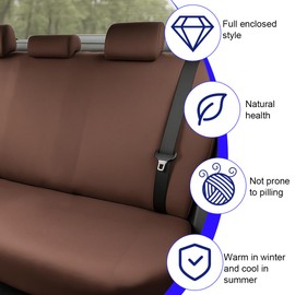 BESULEN Car Back Seat Cover, Dustproof Elastic Cloth Vehicle Rear Seat Bench Protector for Pets Kids, Waterproof Stretch Automobile Interior Accessories, Universal for Sedan Truck SUV (Coffee)