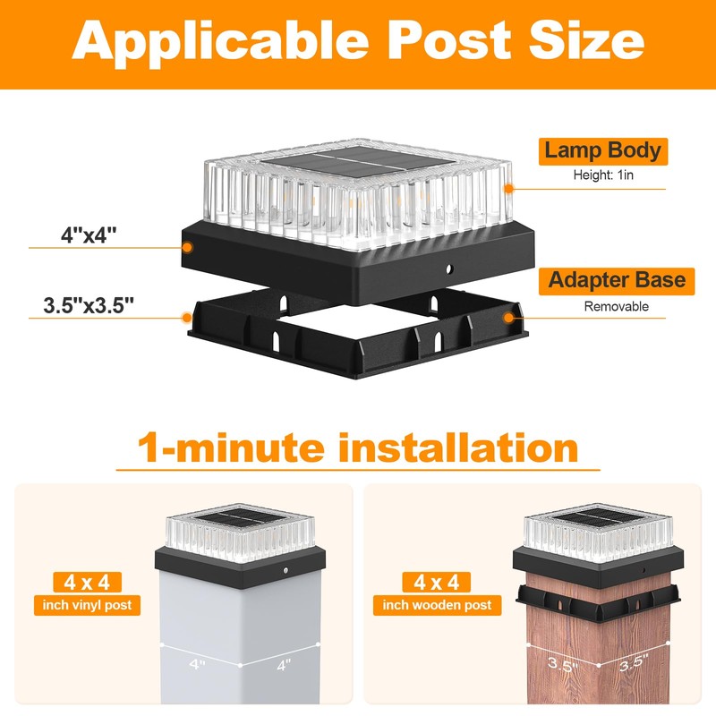VOLISUN Solar Fence Post Cap Lights, 4x4 Solar Post Cap