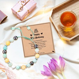 Natural Stone Bracelet, 8 Year Old Girl Gifts Birthday, Healing Bracelets Best Gifts for 8 Year Old Girls, Blue Zebra Bracelet Girls Birthday Presents Age 8 Birthday Cards for Daughter Granddaughter