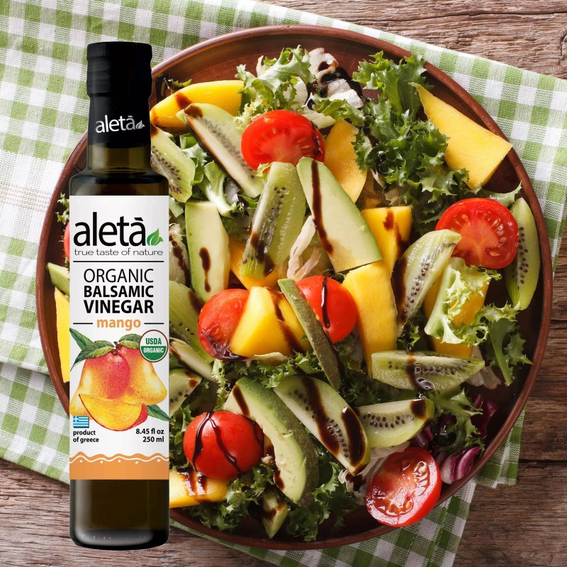 Aleta Organic, Infused Mango Balsamic Vinegar, No Additives, Bottle, 8.45