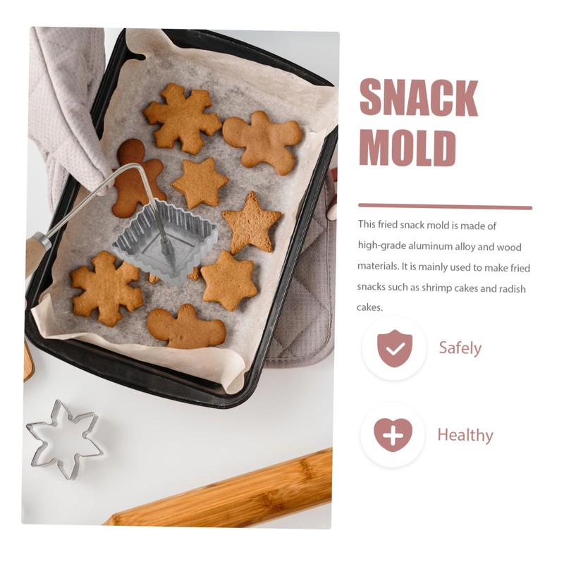 LABRIMP Cooking Snack Mould Kitchen Gadgets Aluminum Frying Mold Wooden