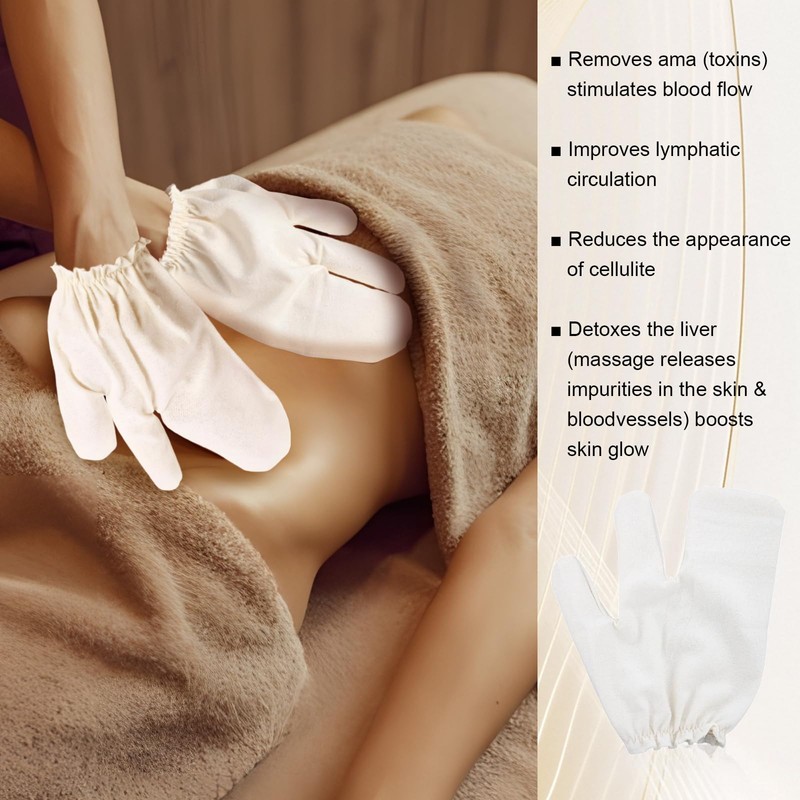 Garshana Gloves Raw Silk Massage Gloves Ayurvedic Massage, Comes with