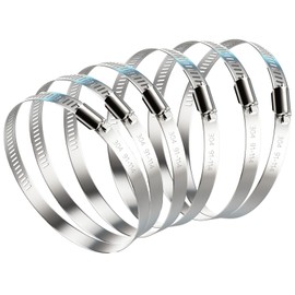 Pack of 6 91-114 mm Hose Clamps Large Stainless Steel Pipe Clamps Adjustable Clamps for Exhaust Hose, Dryer Ventilation, Hoses, Pipes