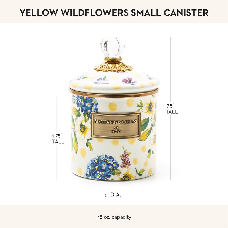 MACKENZIE-CHILDS Wildflowers Enamel Canister, Floral Kitchen Storage Container with Lid,