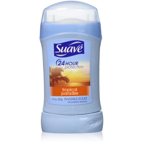 Suave 24 Hour Protection Anti-Perspirant Deodorant Invisible Solid Tropical Paradise 1.40 oz (Pack of 4)