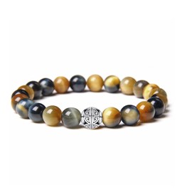 Handcrafted Gemstone Healing Energy Bracelets 925 Sterling Silver Double Happiness Pendant Natural Wellness for Women 8mm Beads (Fantastic Tiger Eye Stone)
