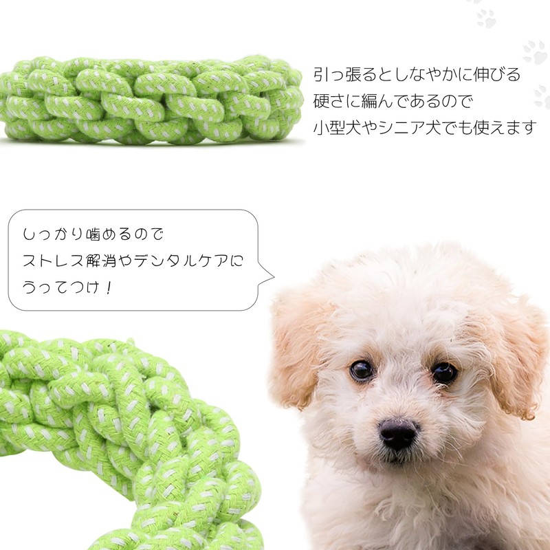 ROOKCRAN 067917 Dog Rope, Toy, Loop, Knotty, Big Ring, Green,