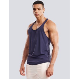 Ouber Men's Mesh Racerback Tank Tops Gym Fitness Sleeveless T-Shirt for Bodybuilding Muscle Shirts, Navy XXL