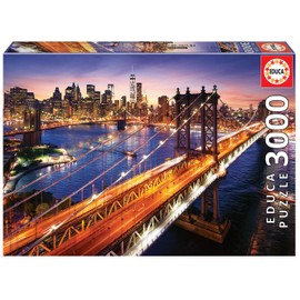 Educa - Manhattan at Sunset - 3000 Piece Jigsaw Puzzle - Puzzle Glue Included - Completed Image Measures 47.25" x 33.5" - Ages 14+ (18508)
