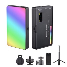Domary W140 RGB LED Video Light Kit Pocket Video Lighting CRI95+ 2500K-9000K Dimmable 20 Lighting Effects with Desktop Tripod Ballhead Holder Cold Shoe Adapter for Mobile Vlog Live Meeting