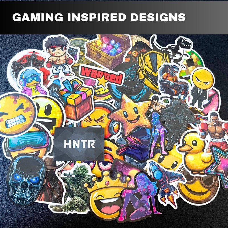 HNTR Gamer Stickers | 50 Epic Gaming Decals