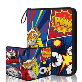 Card Binder Holder Organizer - Double Sided Holds 900 Pockets Trading/Gaming Cards, Portable Water-Resistant Storage Case for Collectors(Comic Explosion Cloud)