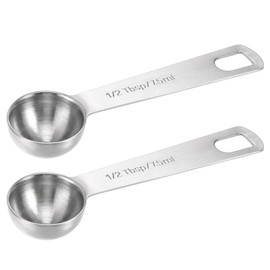 2 PCS Measuring Spoons Tablespoon Measuring Spoon 1/2 Tbsp (1 1/2 TSP | 7.5 ml |7.5 cc| 0.25 oz) Mini Spoons Stainless Steel Measuring Spoons for Kitchen Cooking Spoon(Silver)