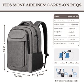 JARWAM Travel Backpack, Large Travel Backpack, 17 Inch Laptop Bag, Water Resistant Durble Slim Casual Daypack College School Computer Bag Gift for Men & Women Fits 17.3 Inch Notebook, Grey