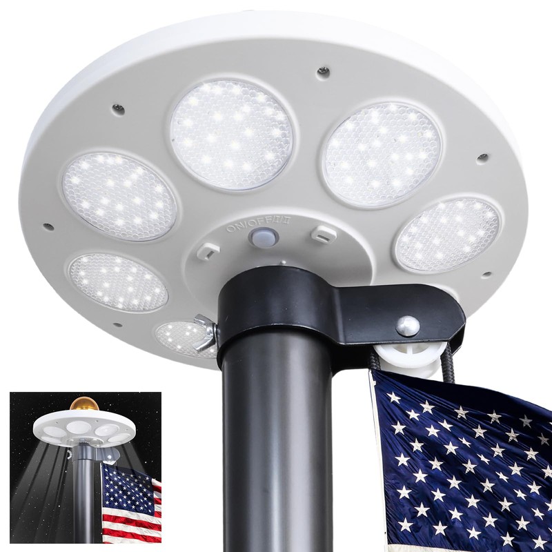 PHITRIC Flag Pole Light Solar Powered, 136 LED Flag Pole