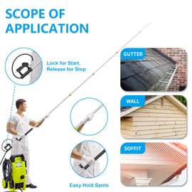 ExtraFein 24FT Telescoping Pressure Washer Extension Wand, Aluminum Power Washer Extension Wand, Solar Panel Cleaner Pole with Brush Head, 7 Nozzle Tips, 3 Adapters, Support Belt